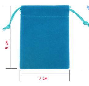 Мешок подарочный велюровый прямоугольный бирюзовый 7Х9 см