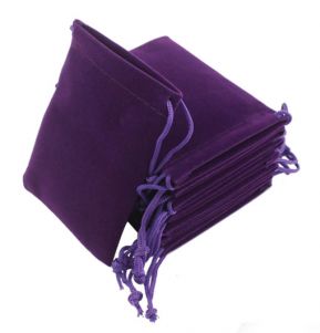 Мешок подарочный велюровый прямоугольный лилово фиолетовый 8Х10 см