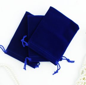 Мешок подарочный велюровый прямоугольный темно синий 10Х12 см