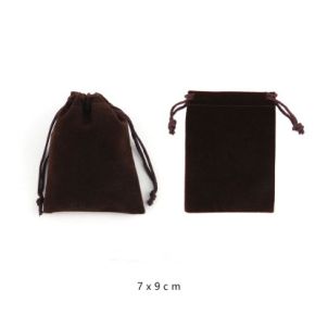 Мешок подарочный велюровый прямоугольный шоколадно коричневый 7Х9 см
