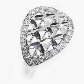 Кольцо серебро 925 с алмазной гранью и фианитами