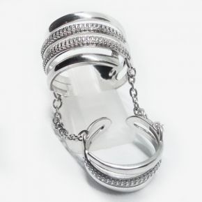 Кольцо серебро 925  на 2 фаланги с финитами