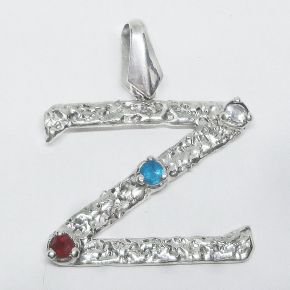 "Z" кулон подвеска серебро 925 камни в цветах российского флага