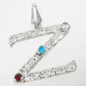 "Z" кулон подвеска серебро 925 камни в цветах российского флага