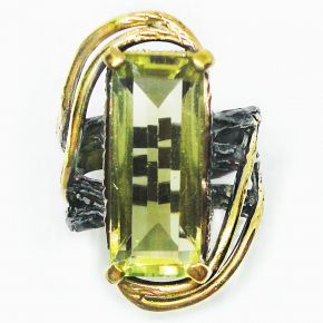 Авторское кольцо из серебра 925 с натуральным лимонным кварцем и двухтоновым покрытием