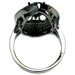 Кольцо из серебря 925 с топазом "лондон" черное родирование