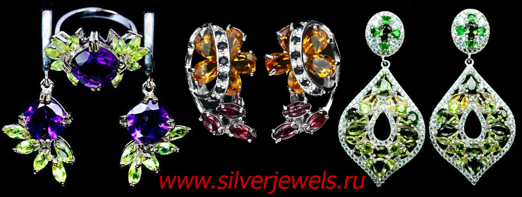 серебряные украшения silverjewels.ru изделия с натуральными камнями