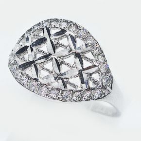 Кольцо серебро 925 с алмазной гранью и фианитами