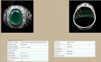 Серебряное кольцо с природным зеленым агатом