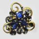 Авторское кольцо из серебра 925 с натуральными кианитами и голубыми топазами, покрытия в 2 тона