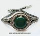 Браслет серебро-бронзовый с зеленым агатом в османском стиле